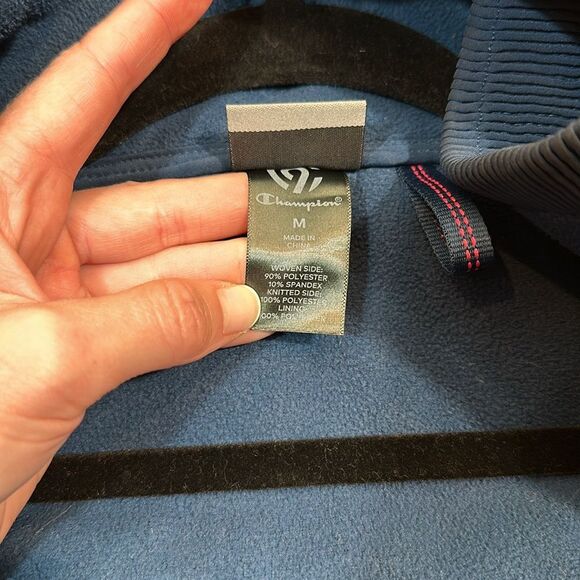 Champion Blue Full Zip Performance Water Resistant Long Coat Hood Women Medium - Picture 7 of 8